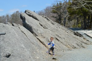 Van blowing our cover - our ascent to the top of the Blowing Rock was so easy a toddler could (but should not) do it