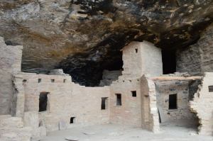 Cliff Dwellings at Mesa Verde - notice the soot on the rock above the homes