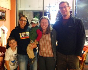 Brayden, Jess, and the three of us after filling up on some excellent Mexican food
